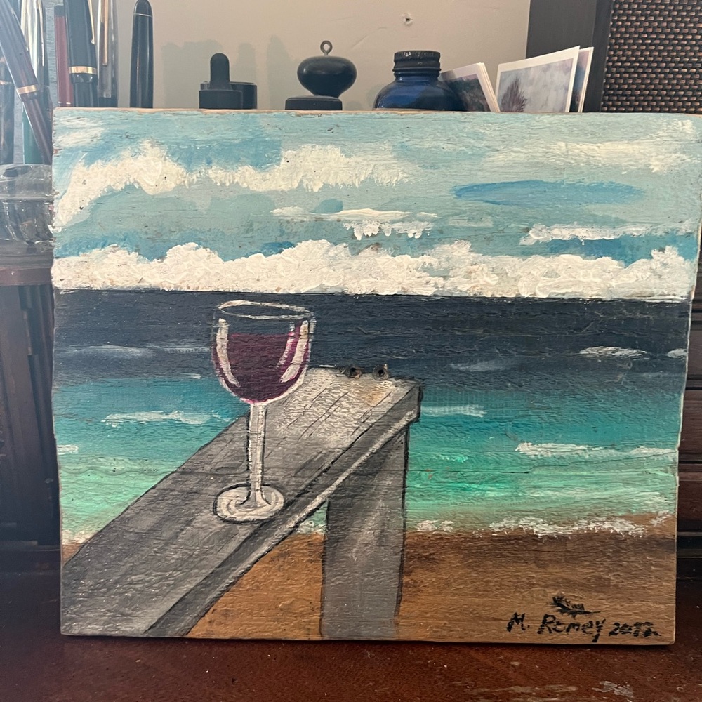 Coastal Original beach wine   painting